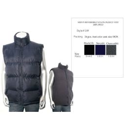 24 Bulk Mens Reversible Nylon Fleece Vest 100% Poly