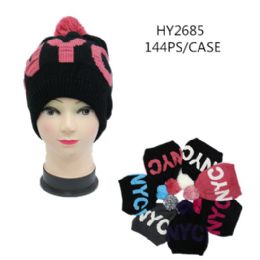 72 Bulk Ladies Printed Nyc Winter Hats