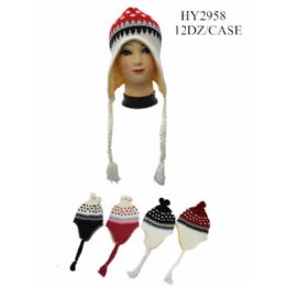 36 Bulk Printed Winter Helmet Hats 