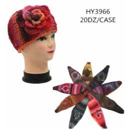 60 Bulk Ladies Multicolored Winter Head Band With Flower