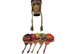 72 Bulk Ladies Neon Multicolored Winter Helmet Hat