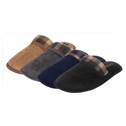 36 Bulk Boys Ultra Soft Plaid Trim Slippe