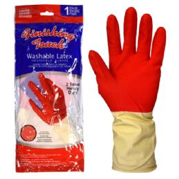 72 Bulk Latex Glove Hd 2 Tone Large
