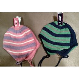 72 Bulk Kids Striped And Solid 2 Pack Winter Trapper Hat