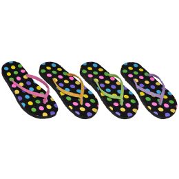 48 Bulk Girls Printed Flip Flops Size 11-4