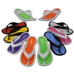 48 Bulk Girl's Sport Multi Colors Flip Flops