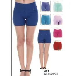 36 Bulk Womens Assorted Solid Color Fashion Shorts