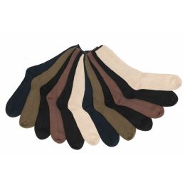 60 Bulk Mens 92% Cotton Ribbed Crew Socks