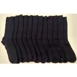 120 Bulk Boys Navy Ribbed Dress Socks, Size 9-11