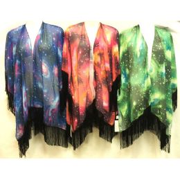 12 Bulk Space Star Effect Beach Cover Up With Fringes