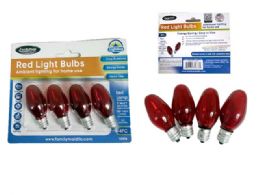72 Bulk Light Bulbs 4-Piece Transparent Red Color