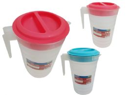 24 Bulk WATER PITCHER 3 LITERS 8.5 X6.75 X9.75 High RED BLUE