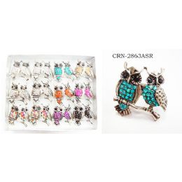 96 Bulk Double Owls On A Branch Assorted Colors