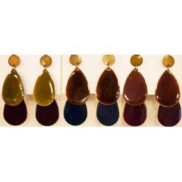 48 Bulk Tear Drop Shaped Dangling Earring Assorted Colors