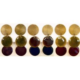 48 Bulk Round Shaped Dangling Earring Assorted Colors