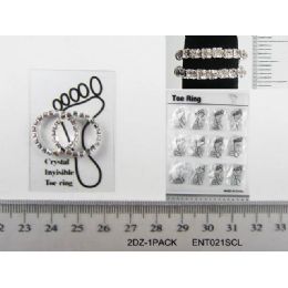 96 Bulk  Toe Ring Clear Rhinestone 
