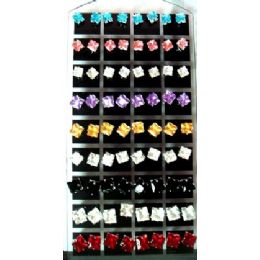 72 Bulk 36 Pairs Square Studs Earrings Per Display Card