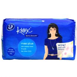 96 Bulk Kotex Smooth Maxi Plus Design 10's