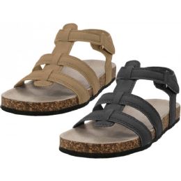 24 Bulk Boy's Pu Man Make Leather Upper Slide Sandals