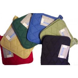 144 Bulk 2pk 8x8 Cotton Solid Pot Holder Woven -Assts