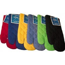 144 Bulk 13" Solid Heavy Waffle Weave Oven MitT-Assts