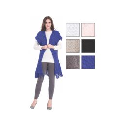 24 Bulk Womens Fashion Solid Color Poncho With Fringes