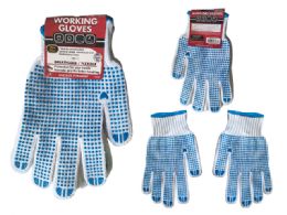 144 Bulk WORKING GLOVES 2-Pair with PVC DOT