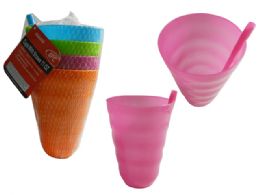 24 Bulk 4 Piece Tumbler Cups With Straws