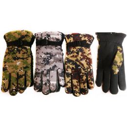 12 Bulk Winter Camo Ski Glove With Inside Lining And AntI-Slip Grip