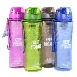 24 Bulk Water Bottle With Filter 22oz W/ Top Asst Colors