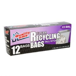 48 Bulk Garbage Bag Box Blue Recycle 13g 12ct