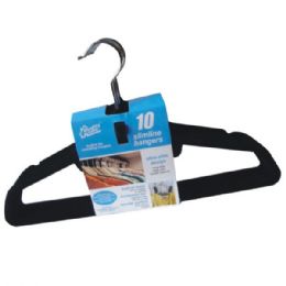 72 Bulk Hanger Slim Velvet 10pk Black