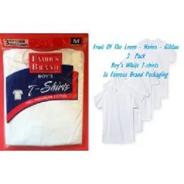 48 Bulk Fruit LooM-HaneS-Gildan Boy 3 Pk White Tee's In Famous Brand