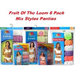 Wholesale FRUIT OF THE LOOM 6 PACK MIXED STYLES PANTIES - at - bluestarempire.com