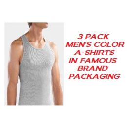 36 Bulk Fruit Loom - Hanes 3 Pack Men's Color A-Shirts / Famous Brand Pk.