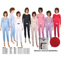 36 Bulk Woman S Winter Thermal Set (waffle) By Color