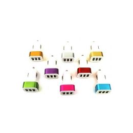 50 Bulk Triple Slot Usb Car Charger White Base Assorted Colors