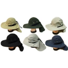 24 Bulk Summer Hunting Fishing Hat With Neck Cover Assorted