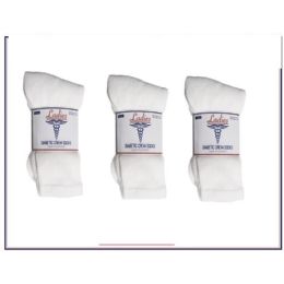 60 Bulk Ladies Diabetic Crew 3 Pair Pack -White Size 9-11