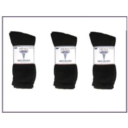 69 Bulk Mens Diabetic Crew 3 Pair PacK-Black Sizes 10-13