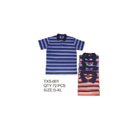 36 Bulk Men's Stripe Polo Shirt