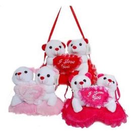 12 Bulk Valentines 7x10 Twin Bear W/heart 6pcs