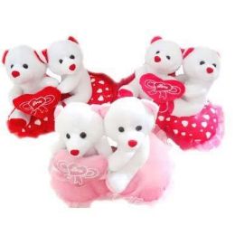 12 Bulk Valentines Twin Bears 11"x8" W/heart Set