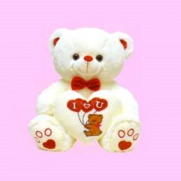 6 Bulk Valentines 15" Ivory Color Bear Saying 'i Love You'