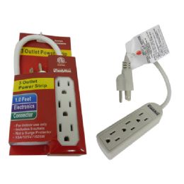 96 Bulk Etl Power Strip 3 Outlet With 1ft Cord