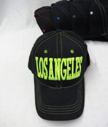 36 Bulk "los Angeles" Base Ball Cap Assorted Stitching Colors