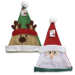 96 Bulk Santa And Reindeer Hats 2 Assorted