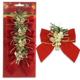 72 Bulk 4pc Red Velvet Bows W Golden Angel