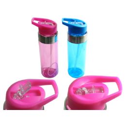 48 Bulk Sport Water Bottle With Flip Top Straw