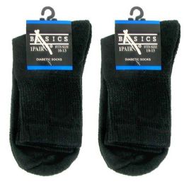 120 Bulk Diabetic Crew Socks 10-13 Black Basics Singe Pair